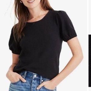 Madewell puff sleeve top black medium